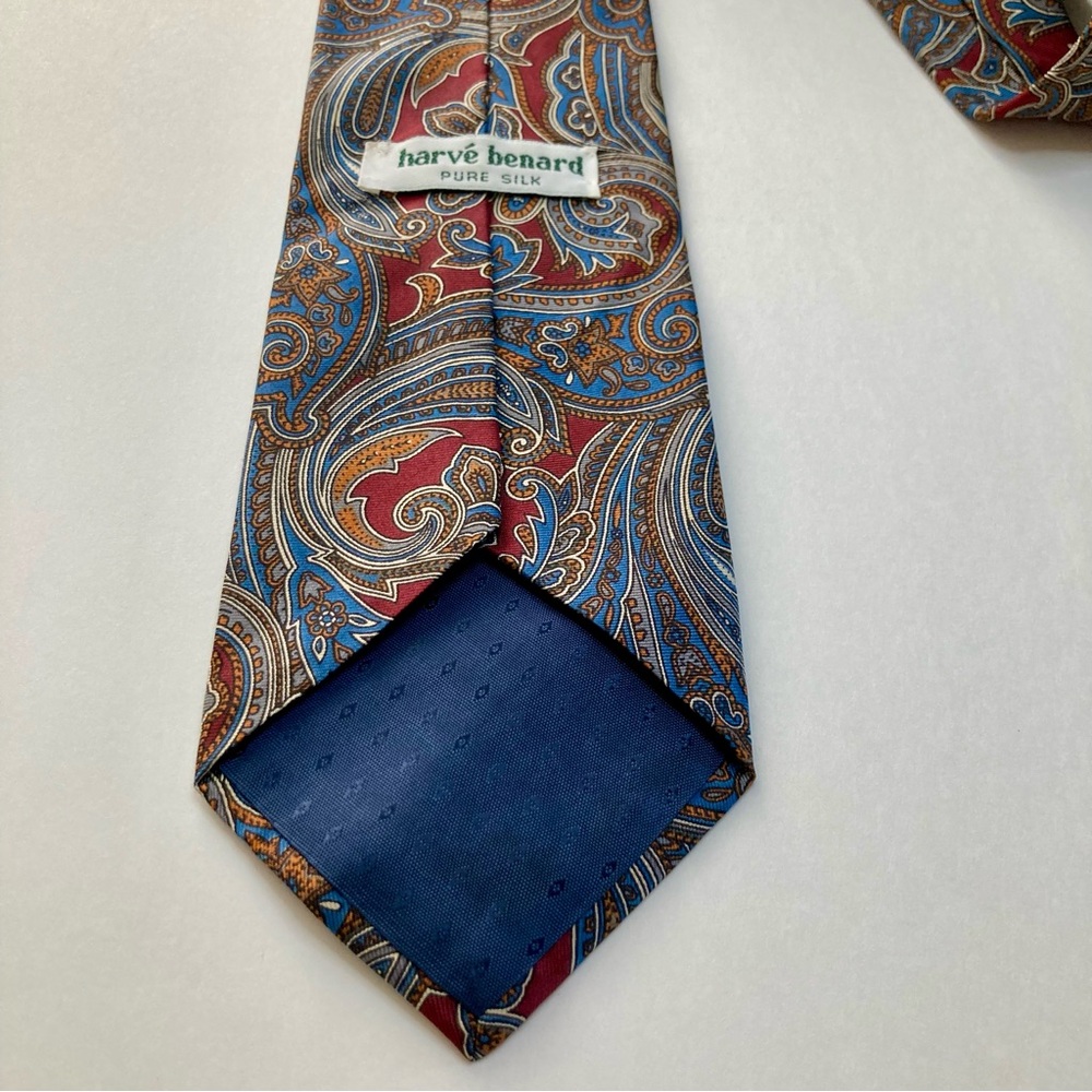 Vintage Harve Bernard Paisley Classic Pure Silk Designer Tie - Picture 2 of 4